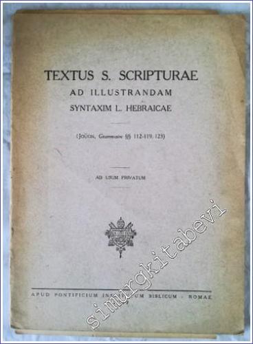 Textus S. Scripturae ad illustrandam Syntaxim L. Heberaica (Jouon Gram