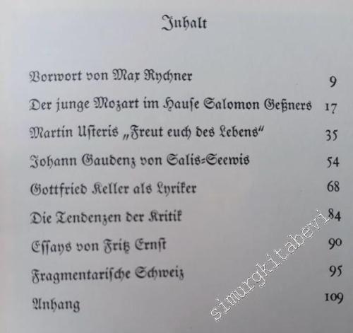 Aufsätze zur Schweizer Literatur - 1962