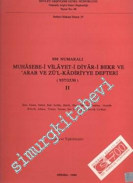 998 Numaralı Muhasebe - i Vilayet - i Diyar - i Bekr ve Arab ve Zü'l -