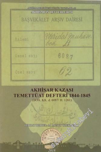 Akhisar Kazası Temettüat Defteri 1844 - 1845 ( BOA.KK.d. 6087 / H.1261