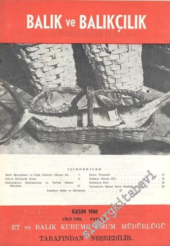 Balık ve Balıkçılık Dergisi - Sayı: 11, Ekim 1960, Cilt: 8