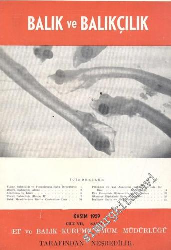Balık ve Balıkçılık Dergisi - Sayı: 11, Kasım 1959, Cilt: 7