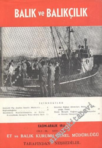 Balık ve Balıkçılık Dergisi - Sayı: 11, Kasım - Aralık 1961, Cilt: 9