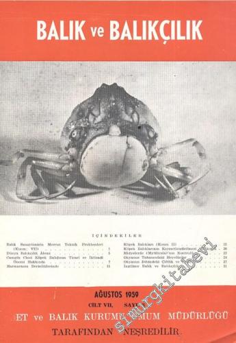 Balık ve Balıkçılık Dergisi - Sayı: 8, Ağustos 1959, Cilt: 7