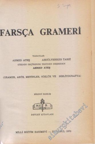 Farsça Grameri : Garamer, Aruz, Metinler, Sözlük ve Bibliyografya