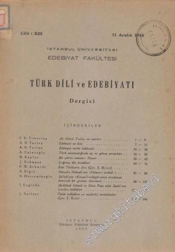 İstanbul Üniversitesi Edebiyat Fakültesi Türk Dili ve Edebiyatı Dergis