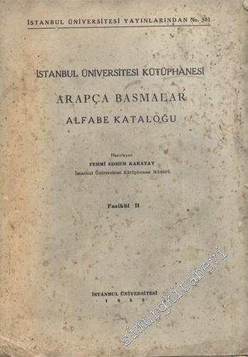 İstanbul Üniversitesi Kütüphanesi Arapça Basmalar Alfabe Kataloğu, Fas