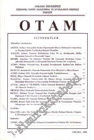 OTAM: Osmanlı Tarihi Araştırma ve Uygulama Merkezi Dergisi - Sayı: 15;