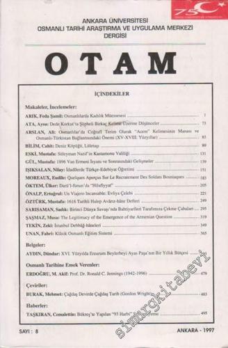 OTAM: Osmanlı Tarihi Araştırma ve Uygulama Merkezi Dergisi - Sayı: 8; 