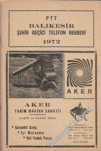 PTT Balıkesir Şehir Geçici Telefon Rehberi 1972