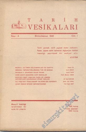 Tarih Vesikaları Dergisi - Sayı 4, Birincikanun 1941, Cilt 1