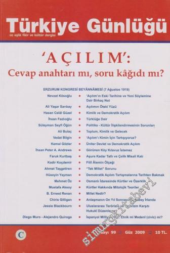 Türkiye Günlüğü - Üç Aylık Fikir ve Kültür Dergisi - Dosya: ‘Açılım': 