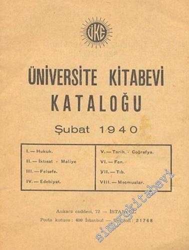 Üniversite Kitabevi Kataloğu, Şubat 1940