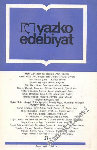 Yazko Edebiyat Dergisi - Sayı: 27; Ocak 1983
