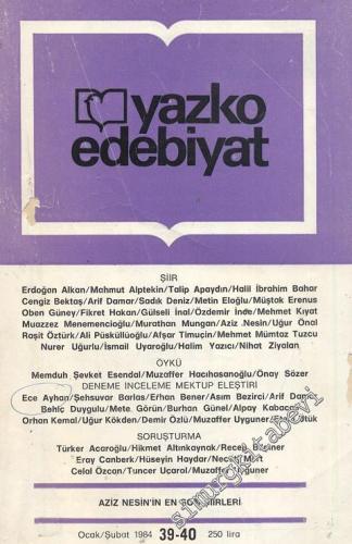 Yazko Edebiyat Dergisi - Sayı: 39 - 40; Ocak - Şubat 1984